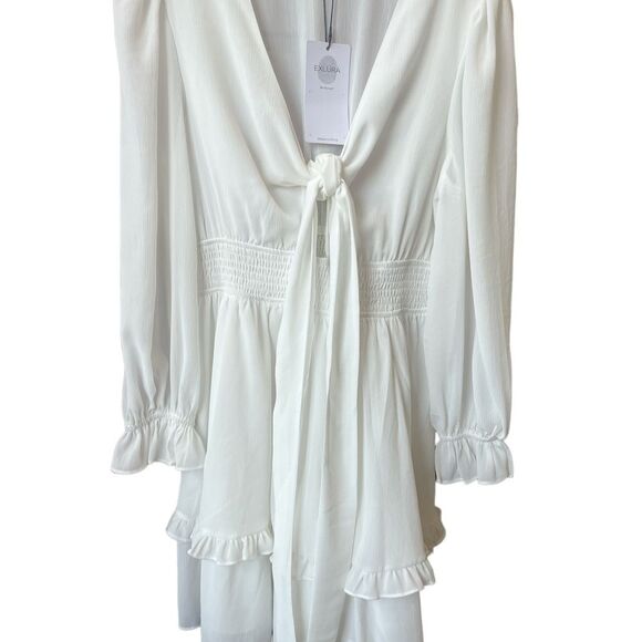 New EXLURA Women Tie Front Elastic Waist Tiered Ruffle Size L #51 - Picture 2 of 11
